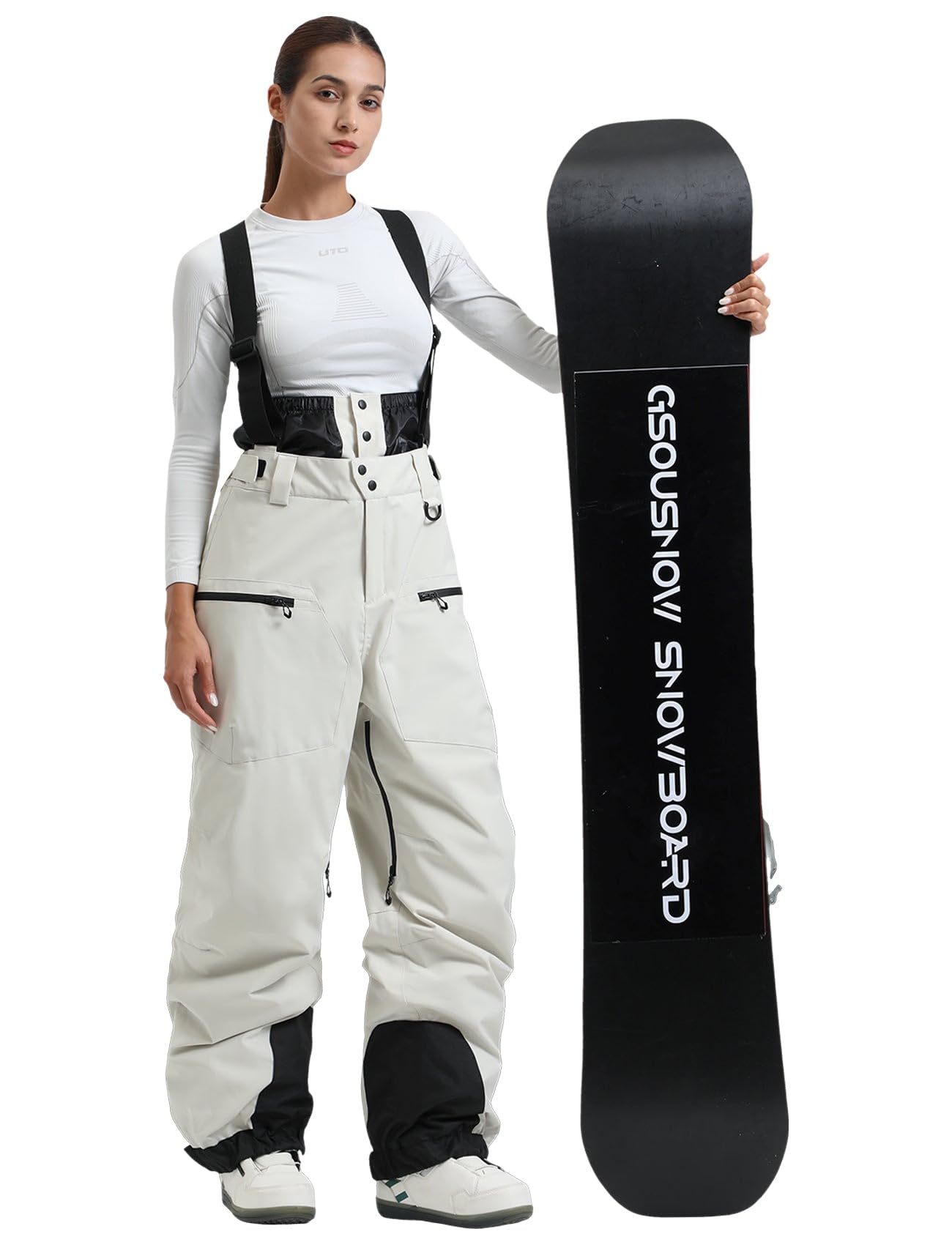 GSOU SNOW Men's & Women's Insulated Waterproof Snow Bibs - Windproof Ski Pants for Snowboarding & Winter Sports | Warm Baggy Overalls for Skiing, Snowboarding & Cold Weather Activities