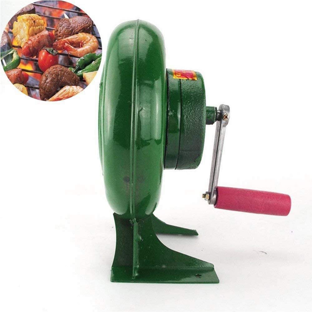 300W Manual Crank BBQ Fan - Forged Outdoor Cooking Blower for Camping, Picnics & Backyard Grilling | Portable Camping Gear for Perfect Charcoal Fire Control