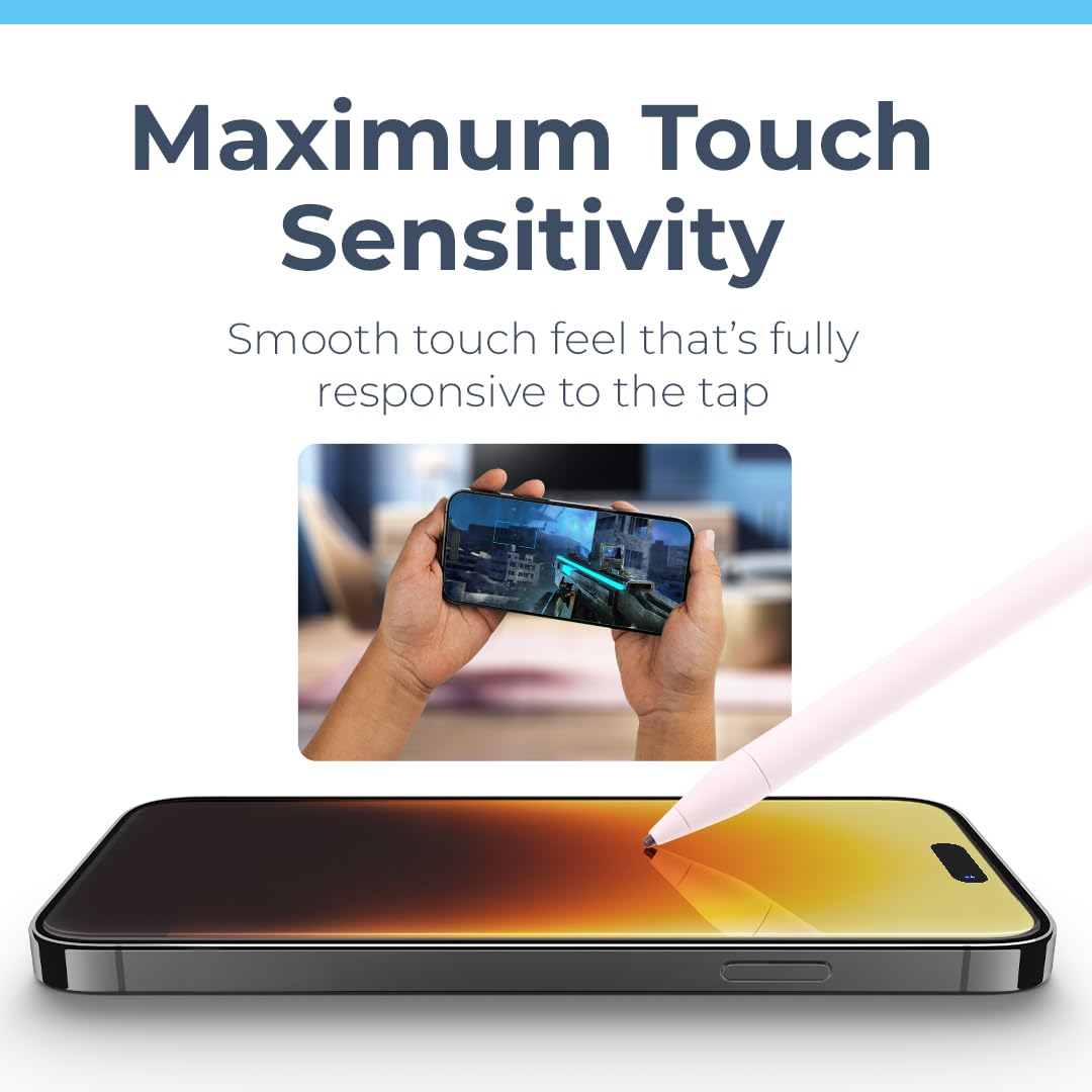 Premium Tempered Glass Screen Protector for iPhone 15 Pro with Camera Lens Protectors - 2 Pack, Easy Installation Kit, Case Friendly - Supports American Cancer Society - Perfect for Daily Protection & Outdoor Activities
