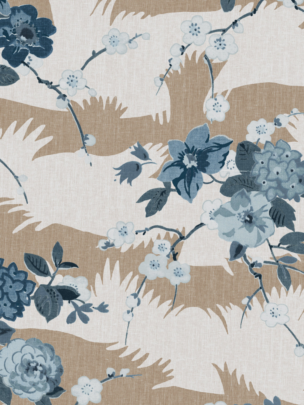 Nathan Turner Dora Chintz Wallpaper - Premium Taupe Blue Floral Pattern for Living Room, Bedroom & Nursery Decor