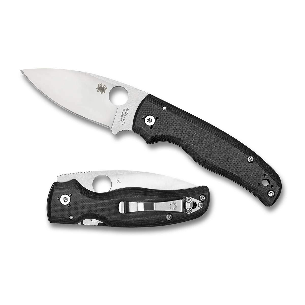 Spyderco Shaman Folding Pocket Knife - Black G-10 Handle, PlainEdge CPM S30V Steel Blade, Full-Flat Grind, Compression Lock (Model C229GP) - Perfect for Camping, Hiking & Everyday Carry (EDC)