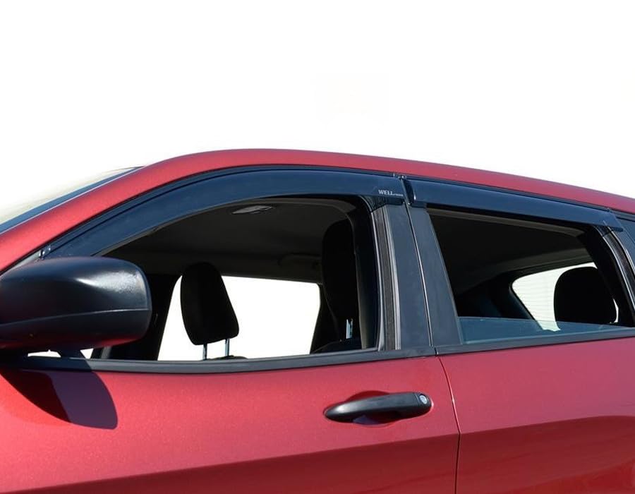 WellVisors Window Visors Wind Deflectors for Jeep Cherokee 2014-2022 | Black Trim Rain Guards | Weather Protection & Noise Reduction for Off-Road & Daily Driving