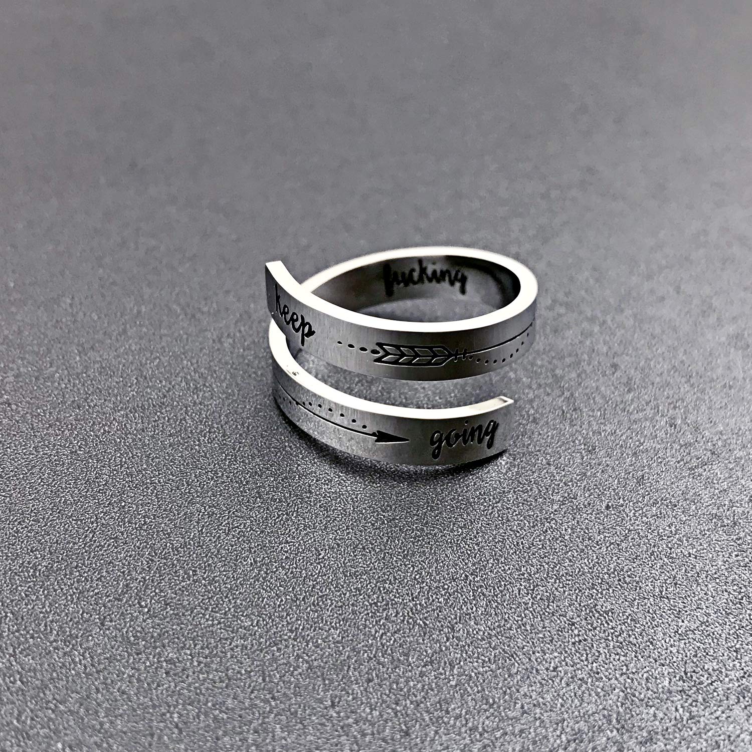 Inspirational Rings for Women - Stainless Steel Spiral Wrap Twist Ring - Motivational Personalized Jewelry - Birthday Gifts for Her - Perfect for Daily Wear, Office & Special Occasions