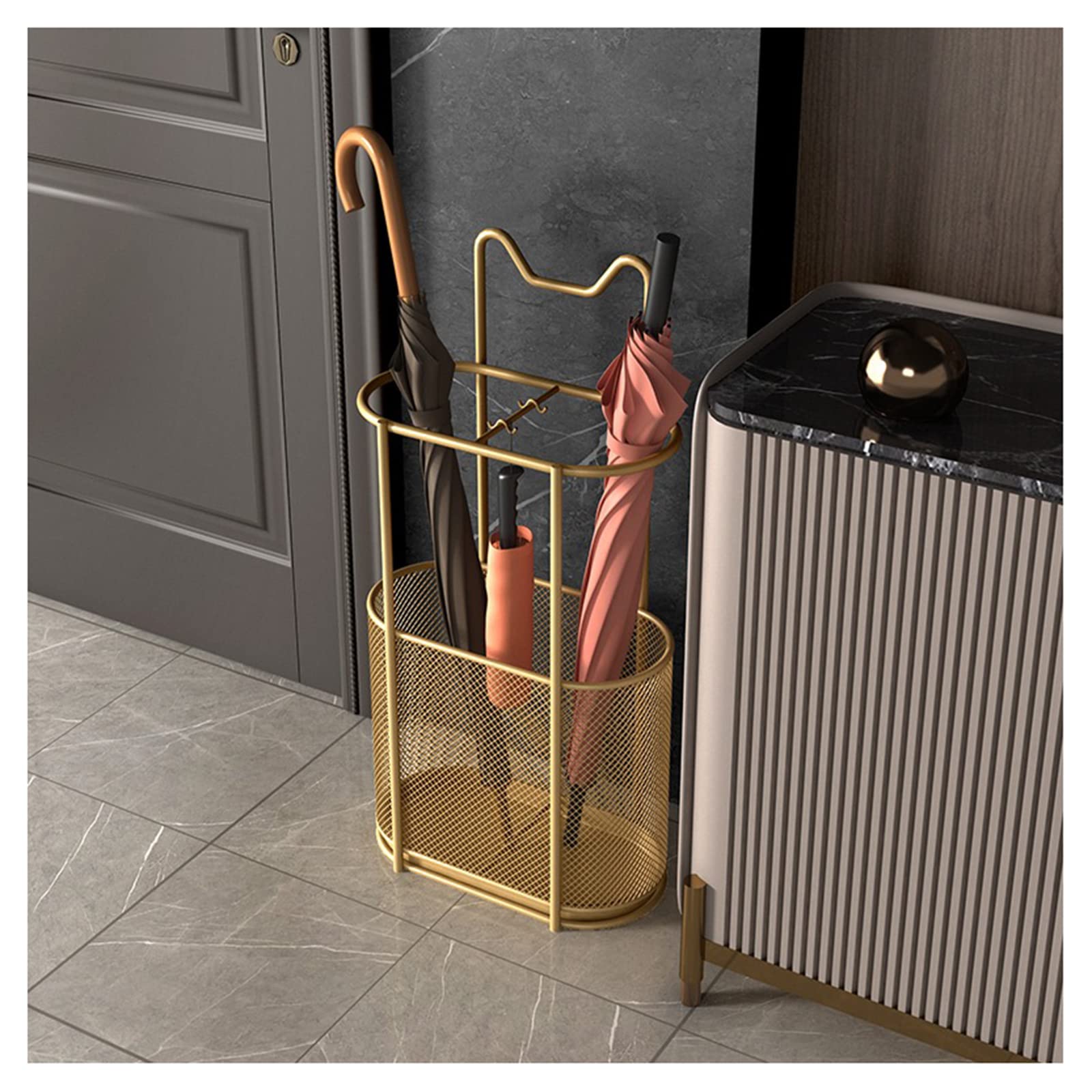 YYGZSUN Modern Umbrella Stand with Drip Tray - Waterproof Umbrella Holder for Home, Office, Hallway & Entryway - Space Saving Umbrella Organizer for Rain & Snow (Perfect for Porch, Foyer & Door Entrances)