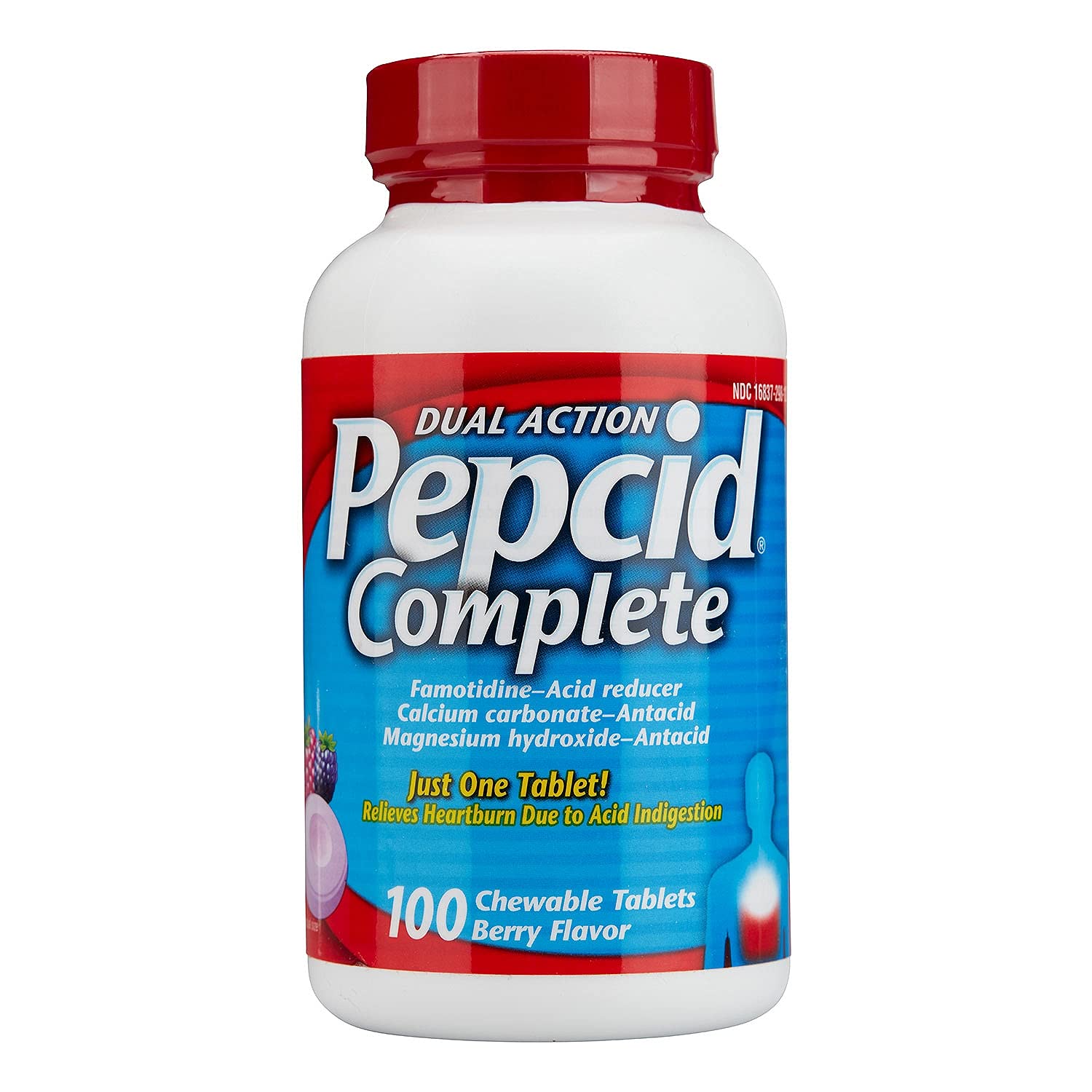 Pepcid Complete Dual Action Chewable Tablets - Berry Flavor - 100 Count (3 Pack) | Fast-Acting Heartburn Relief for Adults | Perfect for After Meals & Spicy Foods