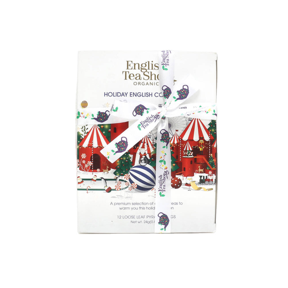 English Tea Shop Holiday White Prism Loose Leaf Tea - 12 Pyramid Tea Bags | Premium White Tea Blend for Relaxation & Holiday Gifting