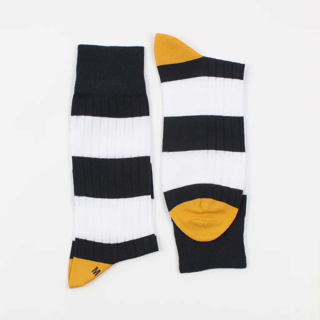 Men's Rugby Stripe Cotton Socks - Breathable Athletic Socks for Sports, Casual Wear & Everyday Comfort
