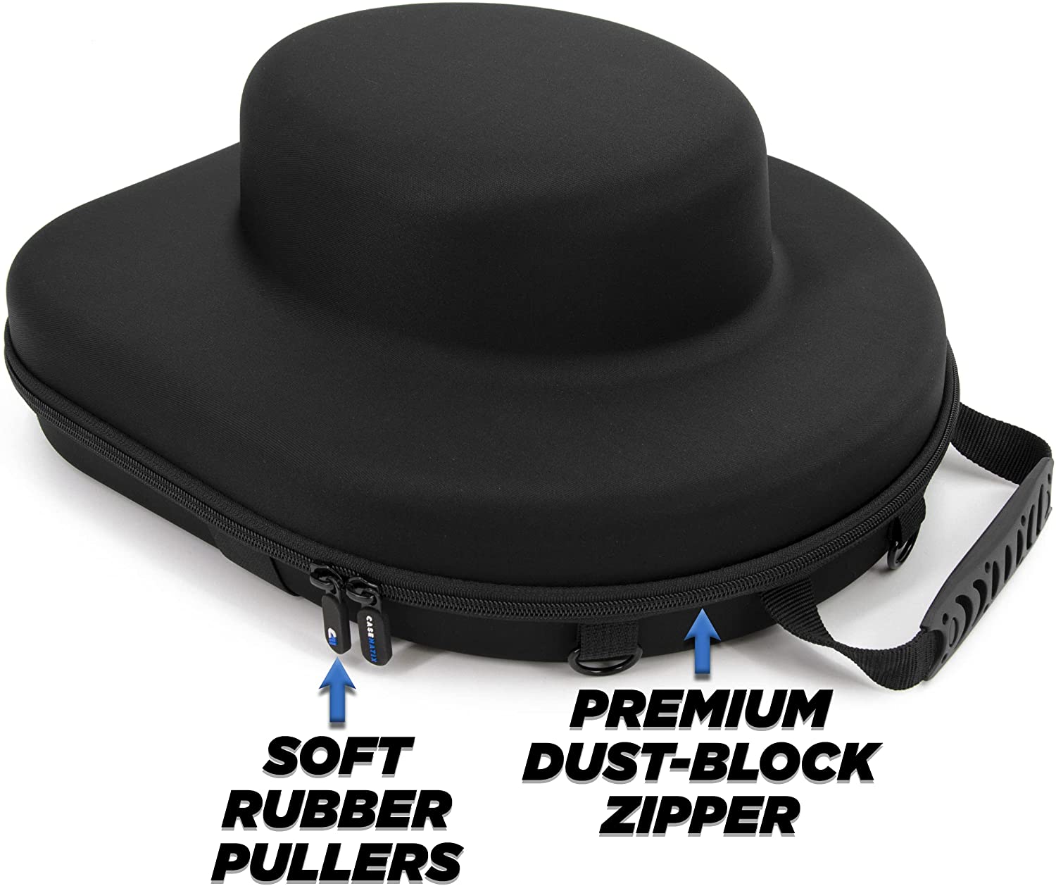 CASEMATIX Hard Shell Travel Hat Case for Fedora, Panama, Bowler Hats - Adjustable Carry Strap, Luggage Strap & ID Card Slot - Perfect for Air Travel, Storage & Hat Protection