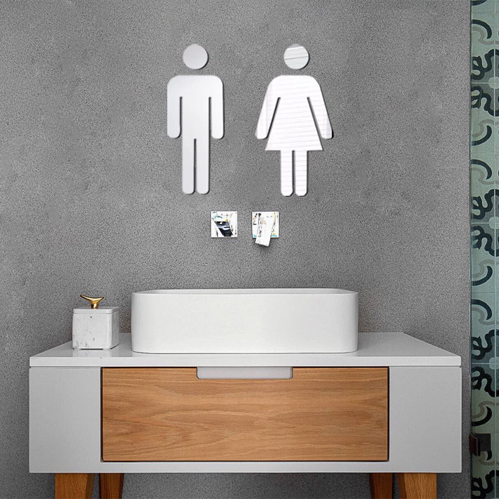 2 Pack 3D Acrylic Mirror Stickers - Self Adhesive Waterproof Wall Mirror Decals for Bathroom, Bedroom, Vanity & Toilet Decor - Perfect for Home, Office & Salon Use