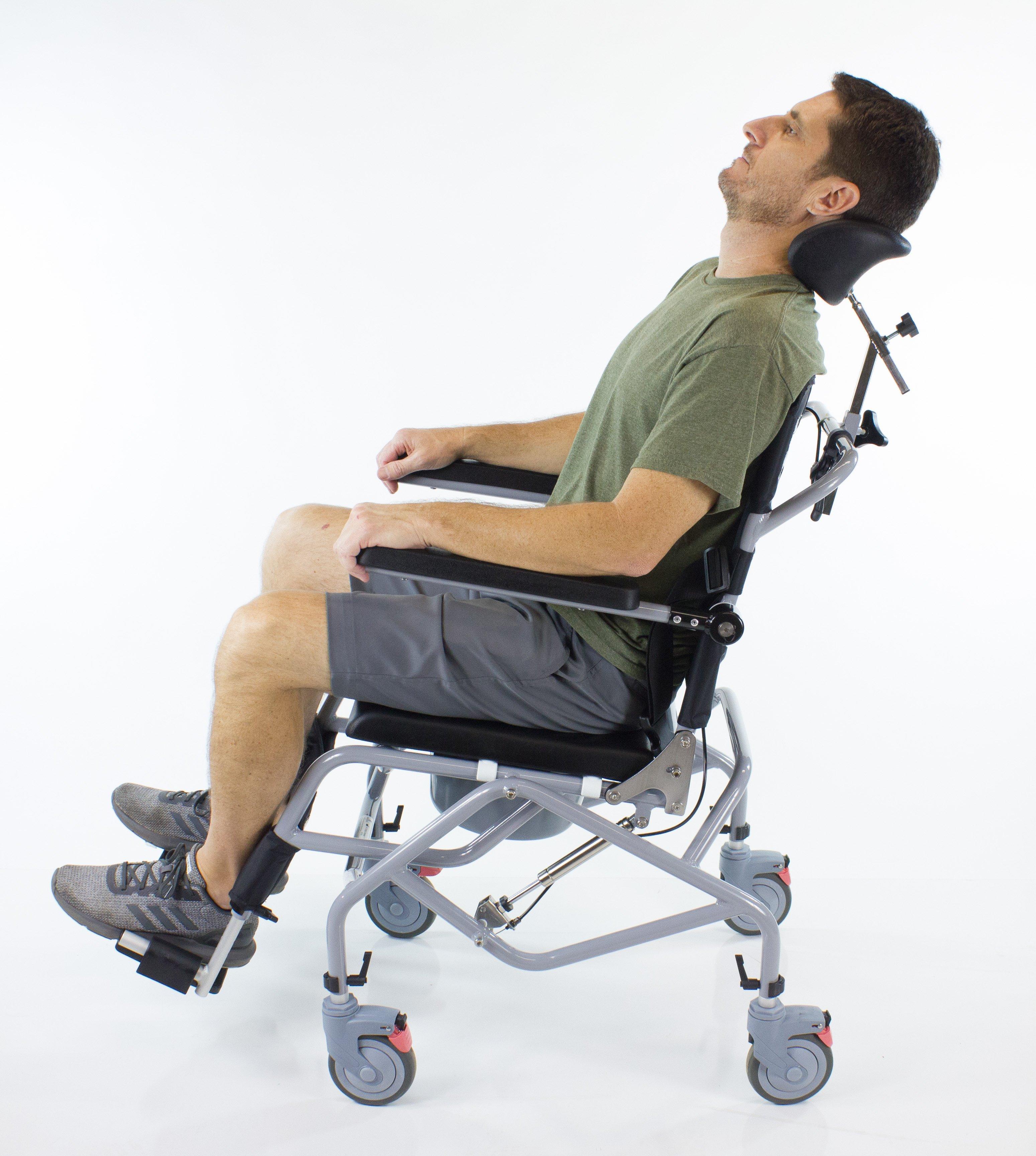 Professional Tilt In Space Reclining Shower Commode Chair with Padded Seat - Ideal for Elderly Care, Post-Surgery Recovery & Home Bathroom Safety