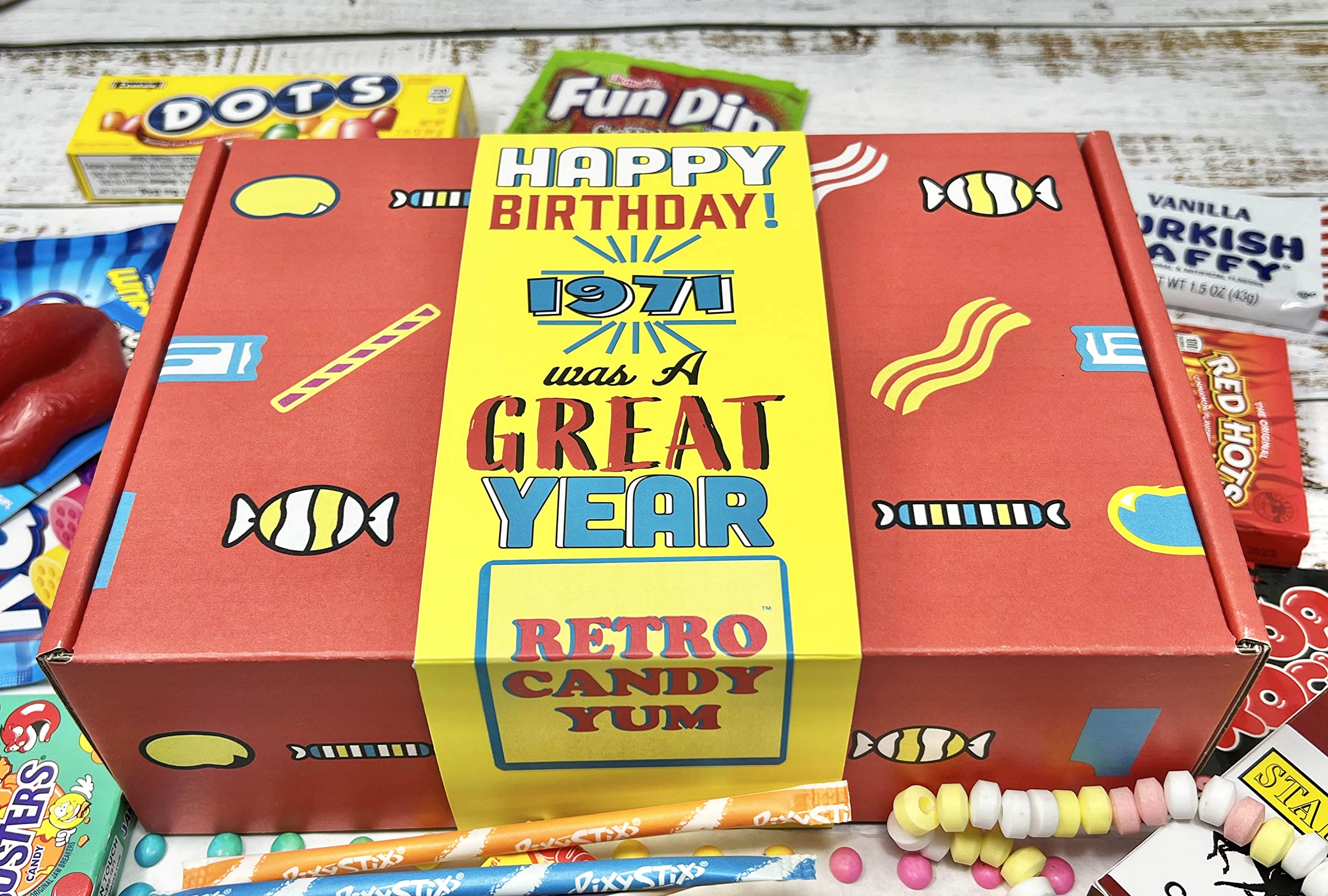 1971 Nostalgic Candy Gift Box - 54th Birthday Present for Men & Women Born in 1971 | Retro Candy Mix from Childhood | Perfect for Birthday Parties, Surprise Gifts & Memory Lane Trips