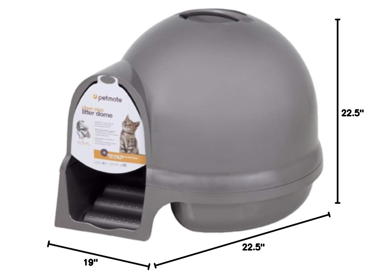 Petmate Booda Clean Step Cat Litter Box Dome - 95% Recycled Eco-Friendly Titanium Litter Box for Cats | Made in USA | Perfect for Small Spaces & Odor Control