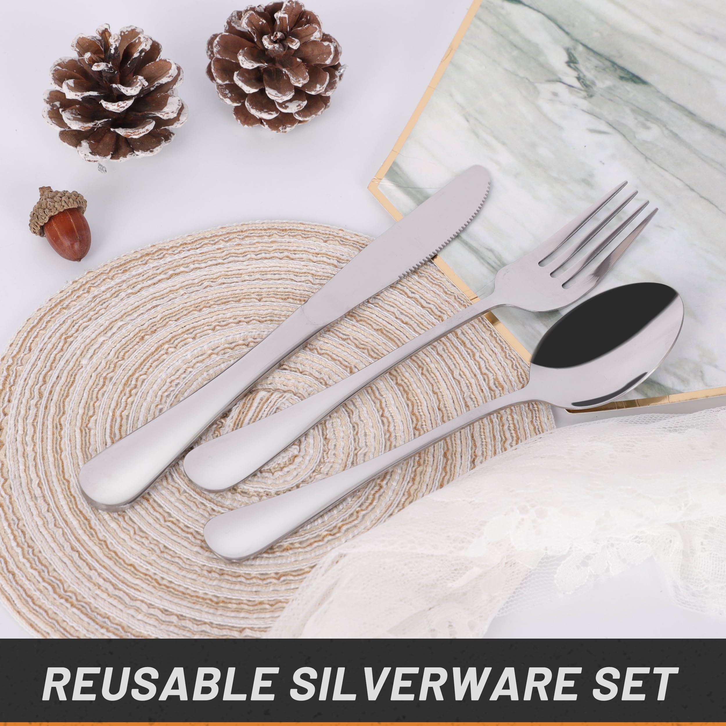 4-Piece Stainless Steel Travel Utensil Set with Case - Reusable Fork, Spoon & Knife for Camping, Office, Picnics - Lightweight Compact Cutlery for Hiking, Backpacking & Outdoor Dining
