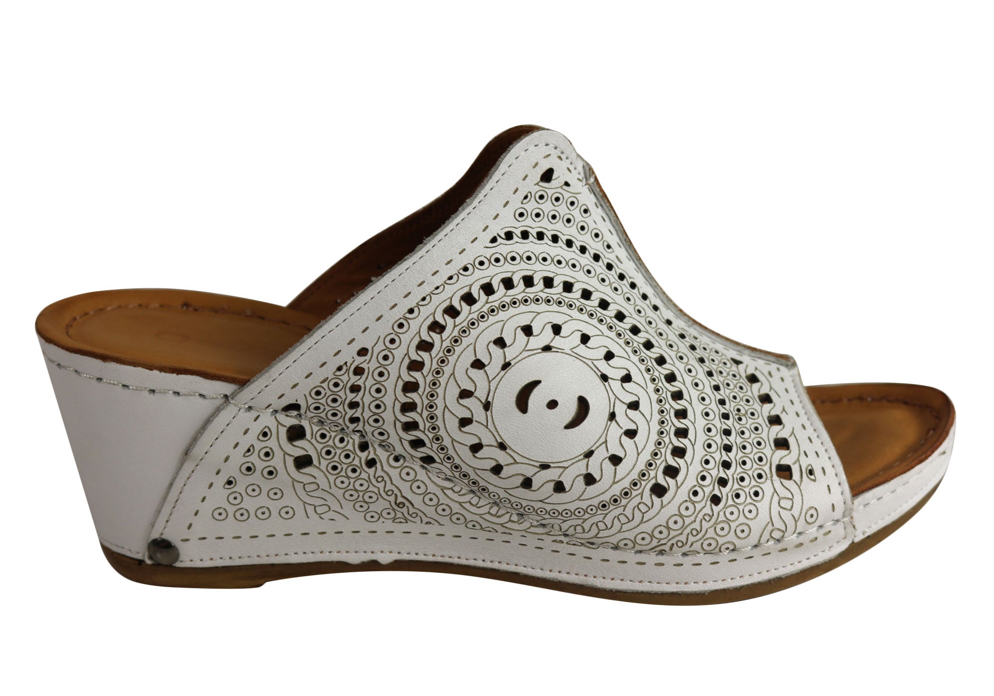 Orizonte Dora Women's Comfortable Leather Wedge Slide Sandals | European Style Summer Casual Shoes for Beach, Vacation & Everyday Wear
