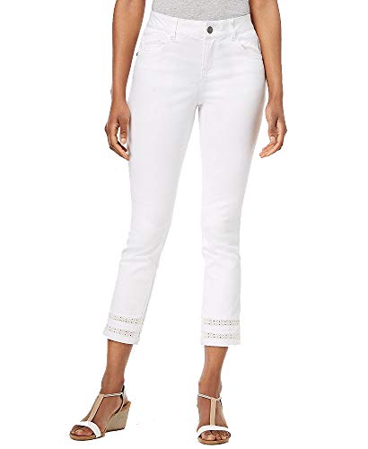 Style & Co Crochet-Cuff Capri Pants for Women - Bright White Size 14 | Comfortable Summer Casual Pants for Beach, Vacation & Everyday Wear