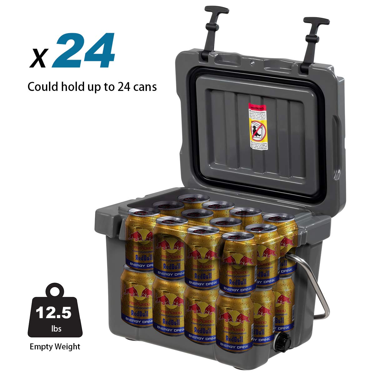 Goplus 16 Quart Cooler - 24-Can Capacity Insulated Ice Chest with 2 Cup Holders, 3-5 Days Ice Retention, Portable Cooler Box for Camping, Fishing, Picnics, Beach Trips & Outdoor Adventures