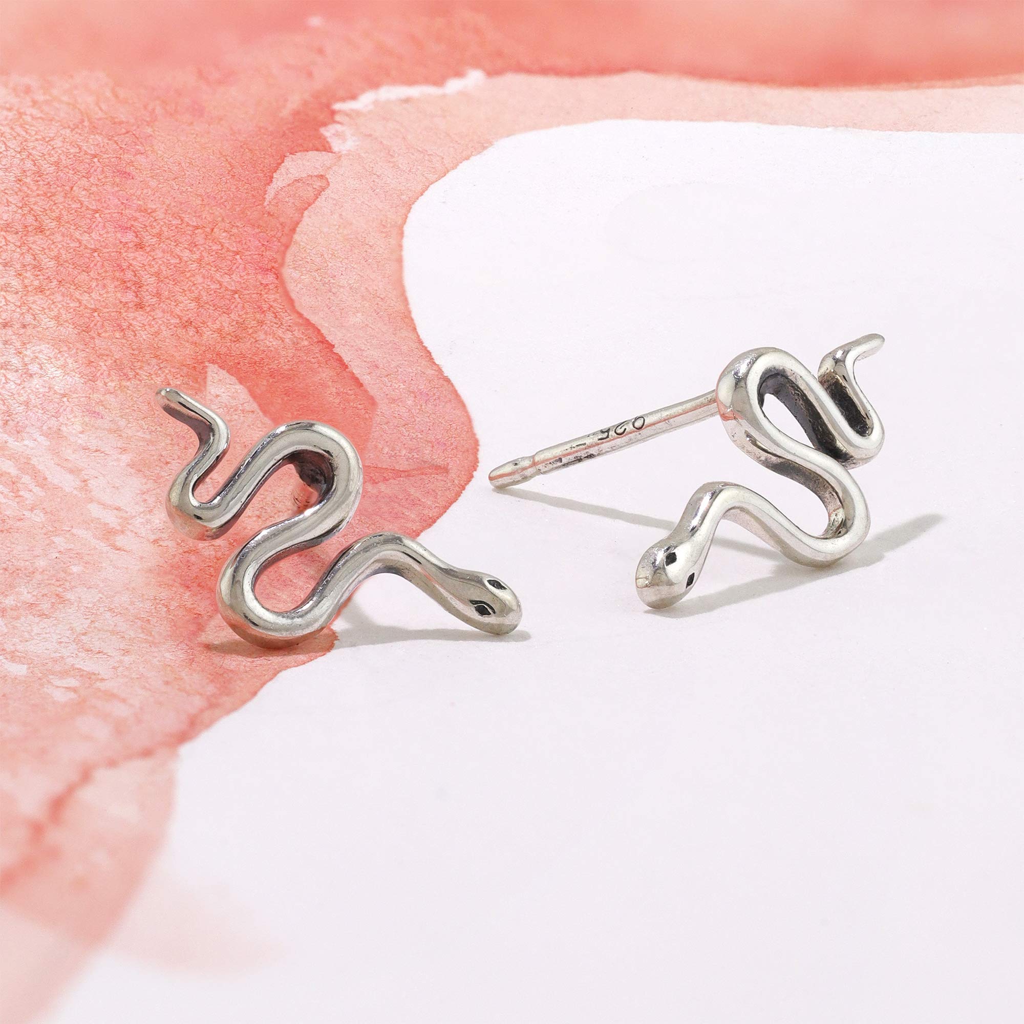 Boma Jewelry Sterling Silver Slithering Snake Stud Earrings for Women - Hypoallergenic Fashion Earrings for Everyday Wear, Parties & Gifts