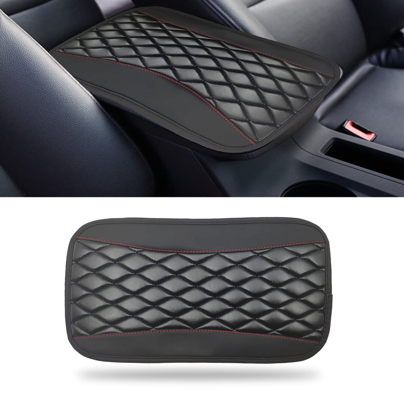 Universal Car Center Console Cushion Pad - Waterproof Leather Armrest Cover with Anti-Scratch Protection for Most Cars, SUVs & Vehicles (Black) | Perfect for Long Drives, Commuting & Interior Protection