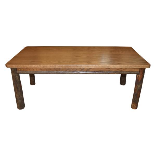 Solid Hickory Wood Coffee Table - Rustic Farmhouse Style Living Room Furniture for Home Decor & Relaxation