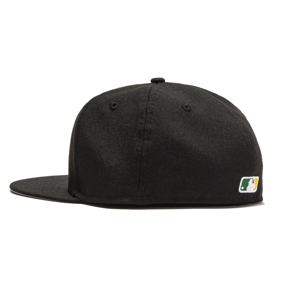New Era 59Fifty Retro On Field Oakland Athletics Baseball Cap - Black, Green & White Adjustable Snapback Hat for Men & Women - Perfect for Baseball Games, Streetwear & Sports Fan Collections