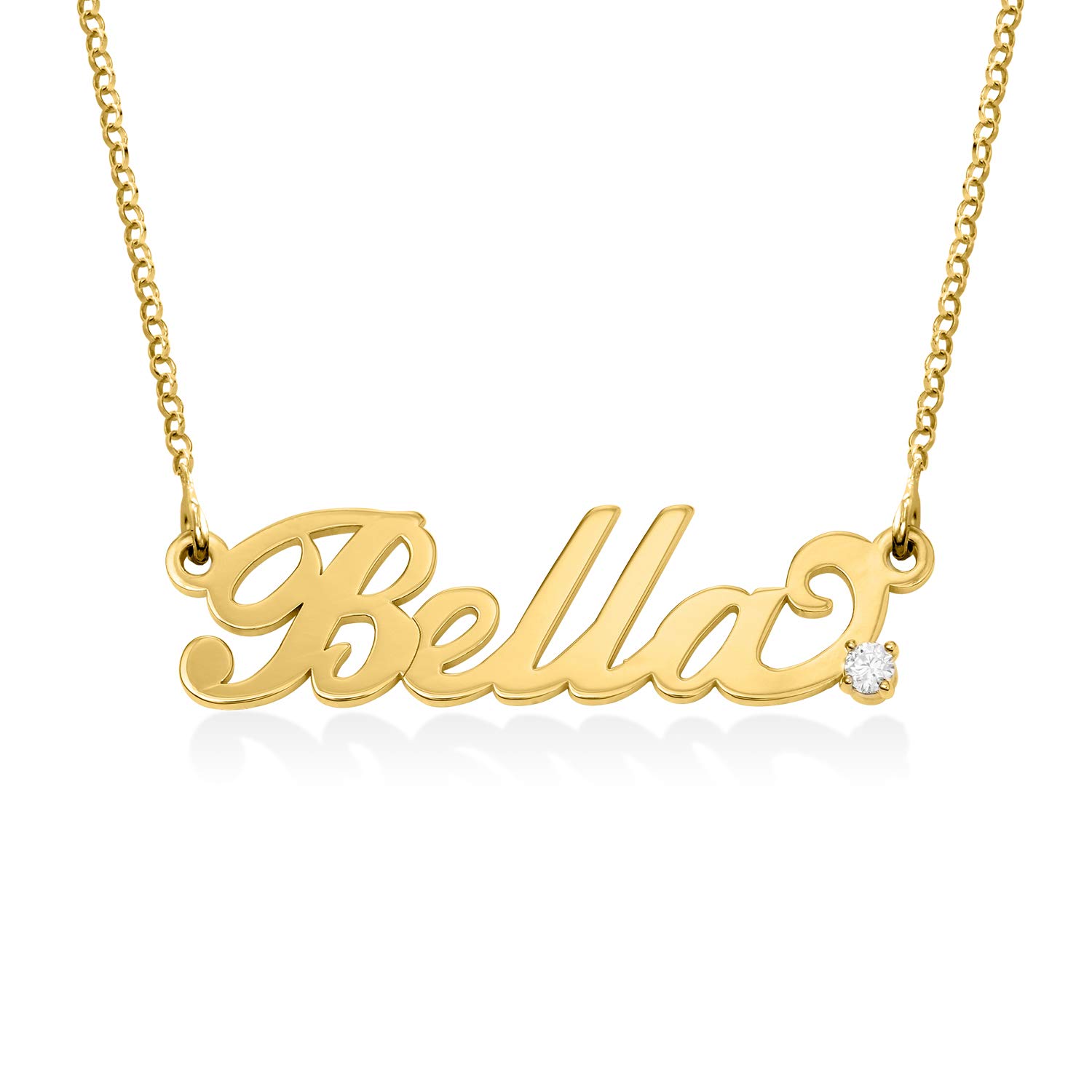 Personalized Carrie Style Name Necklace - Custom Diamond Nameplate Necklace in 925 Sterling Silver or Gold Plating - Unique Jewelry Gift for Women, Mom, Wife - Perfect for Birthdays, Anniversaries & Valentine's Day