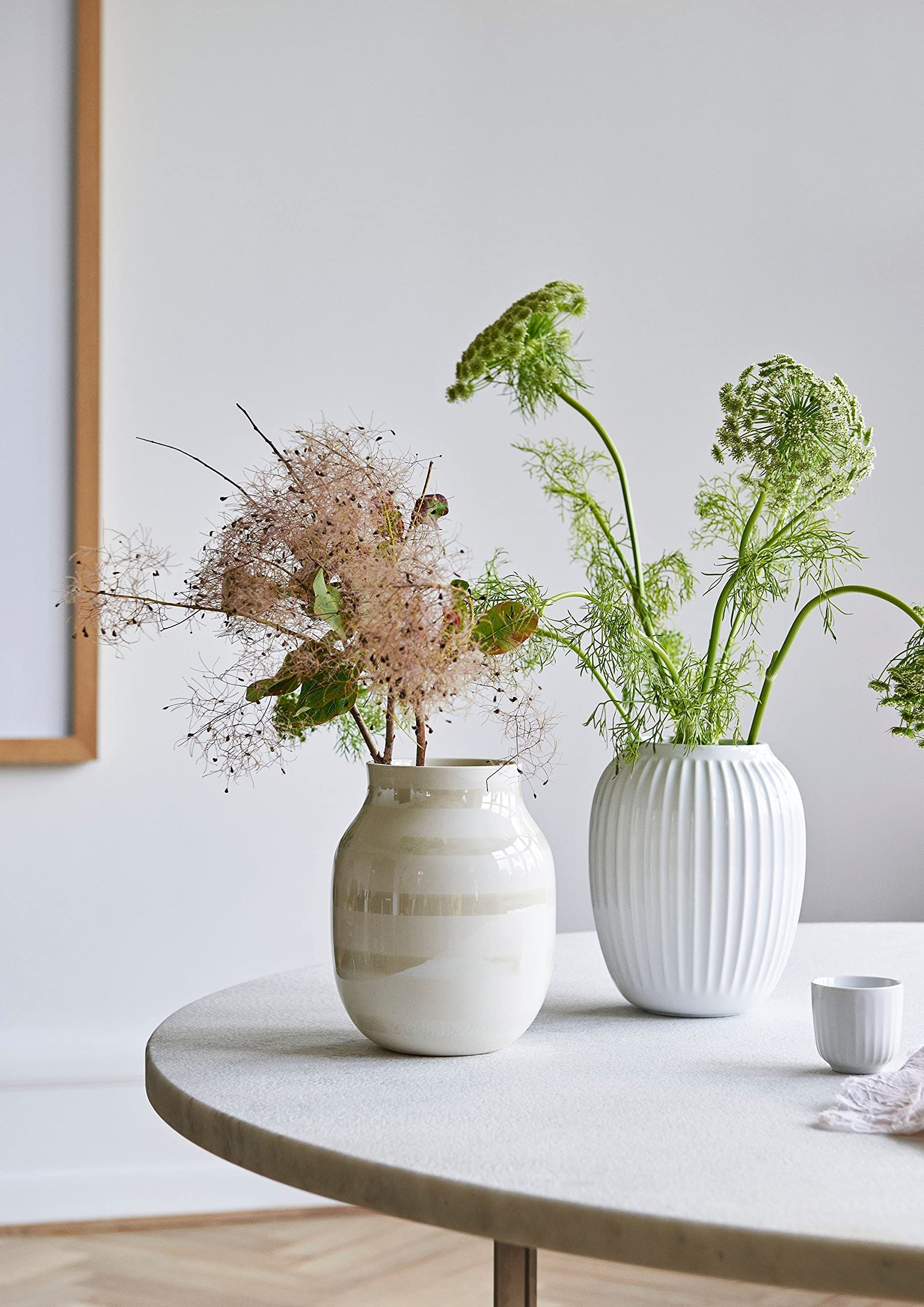 Kähler Hammershøi White Ceramic Vase - 25 cm Tall Scandinavian Home Decor for Living Room, Dining Table & Wedding Centerpieces