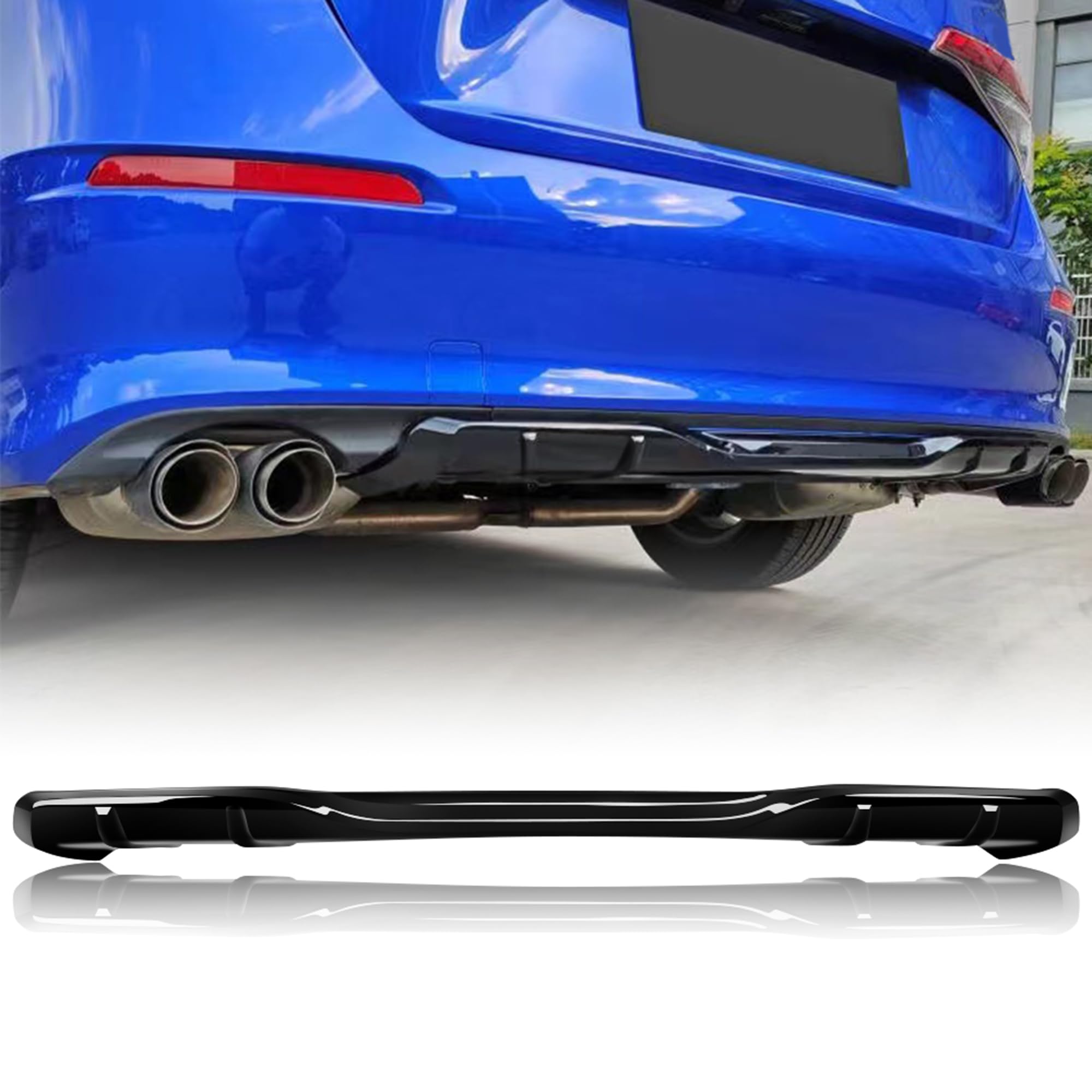 Rear Bumper Diffuser for 2022-2025 Honda Civic Sedan 11th Gen | Gloss Black HPD Style Underbody Spoiler Body Kit | Enhances Aerodynamics & Sporty Look