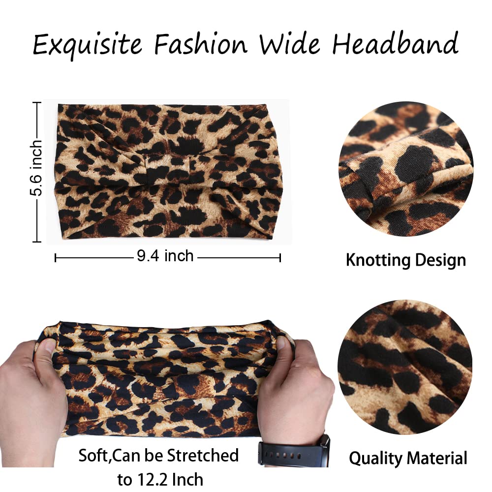 XTREND 4 Pack Bohemian Style Elastic Headbands - Non-Slip Wide Headscarves for Women, Yoga, Sports & Outdoor Activities - Fashion Hair Accessories for Black Women (Printed Design)