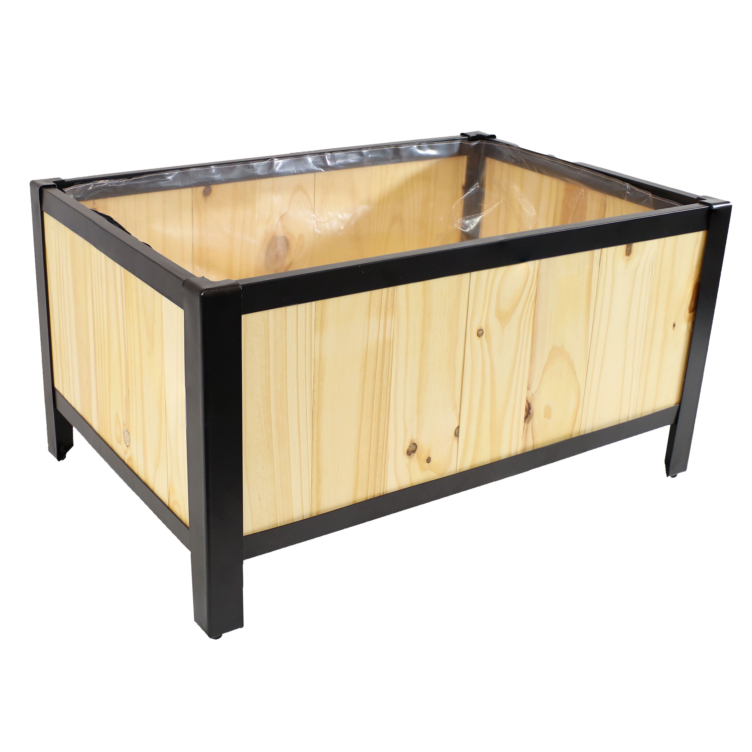 Premium Sunnydaze Steel Framed Acacia Wood Raised Garden Bed - 15.5 Inch Height for Outdoor Gardening, Patio & Backyard Planting