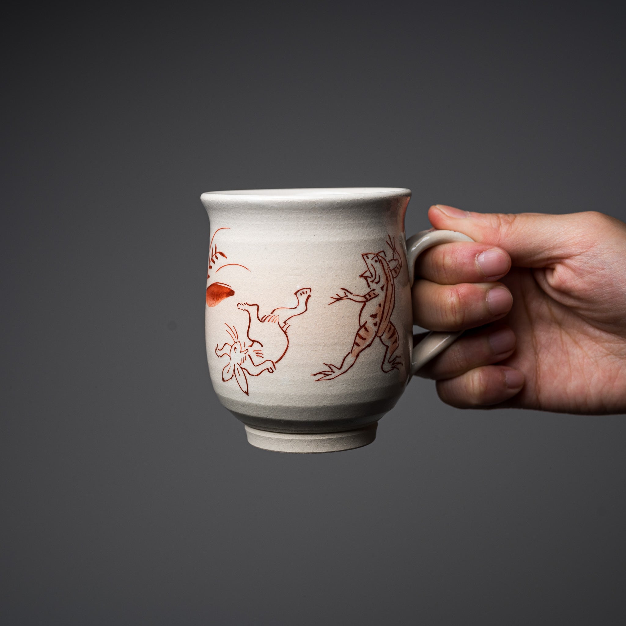 Handmade Kyo Kiyomizu Ware Ceramic Mug - Gohon Kozanji Red - Authentic Japanese Tea Cup for Matcha, Coffee & Home Decor
