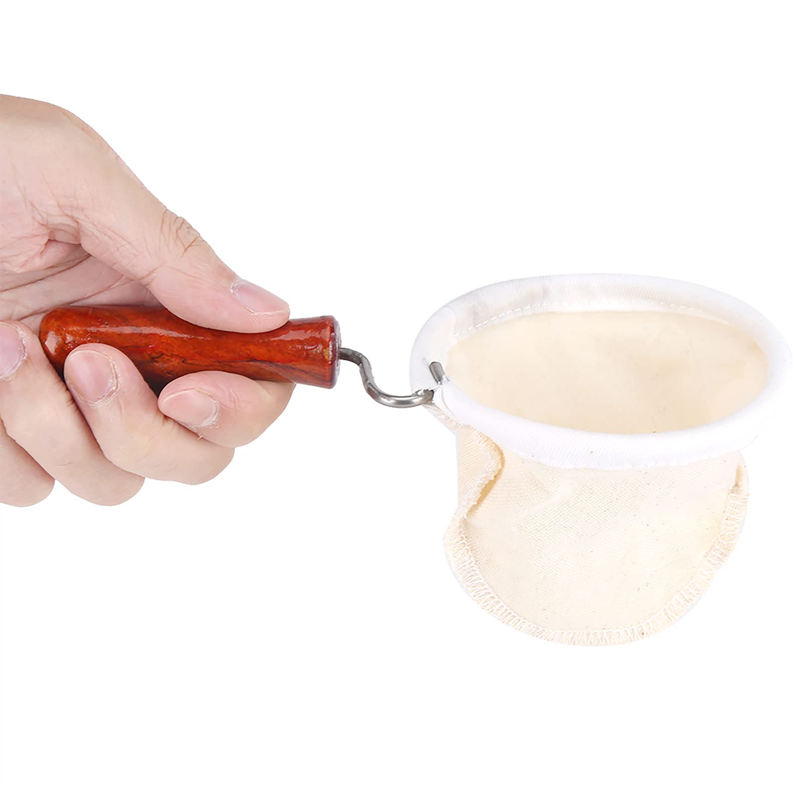 Reusable Cloth Coffee Filter with Wood Handle - Handmade for Pour Over Brewing