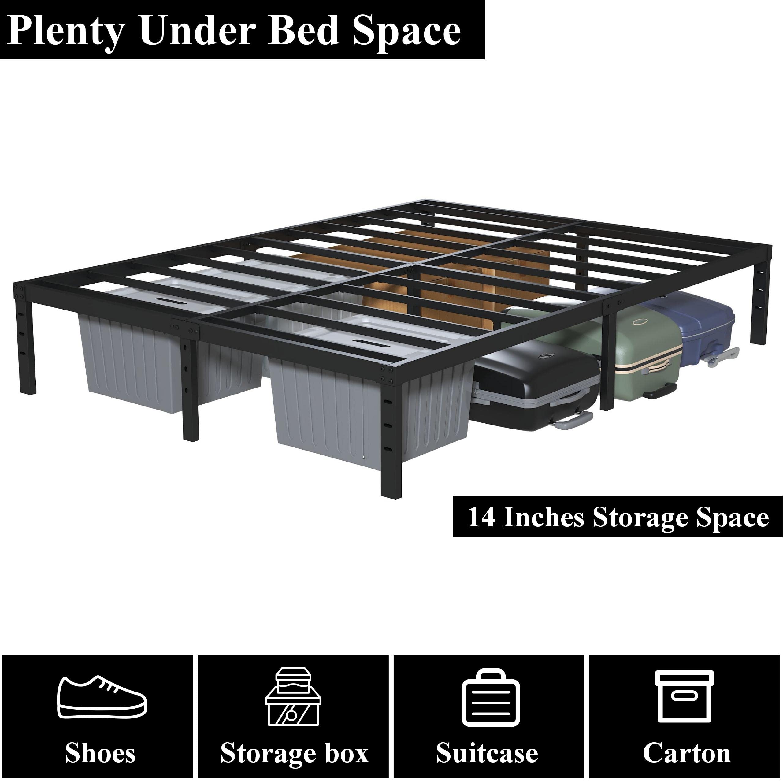 16 Inch California King Bed Frame - No Box Spring Needed, Heavy Duty Platform with 14
