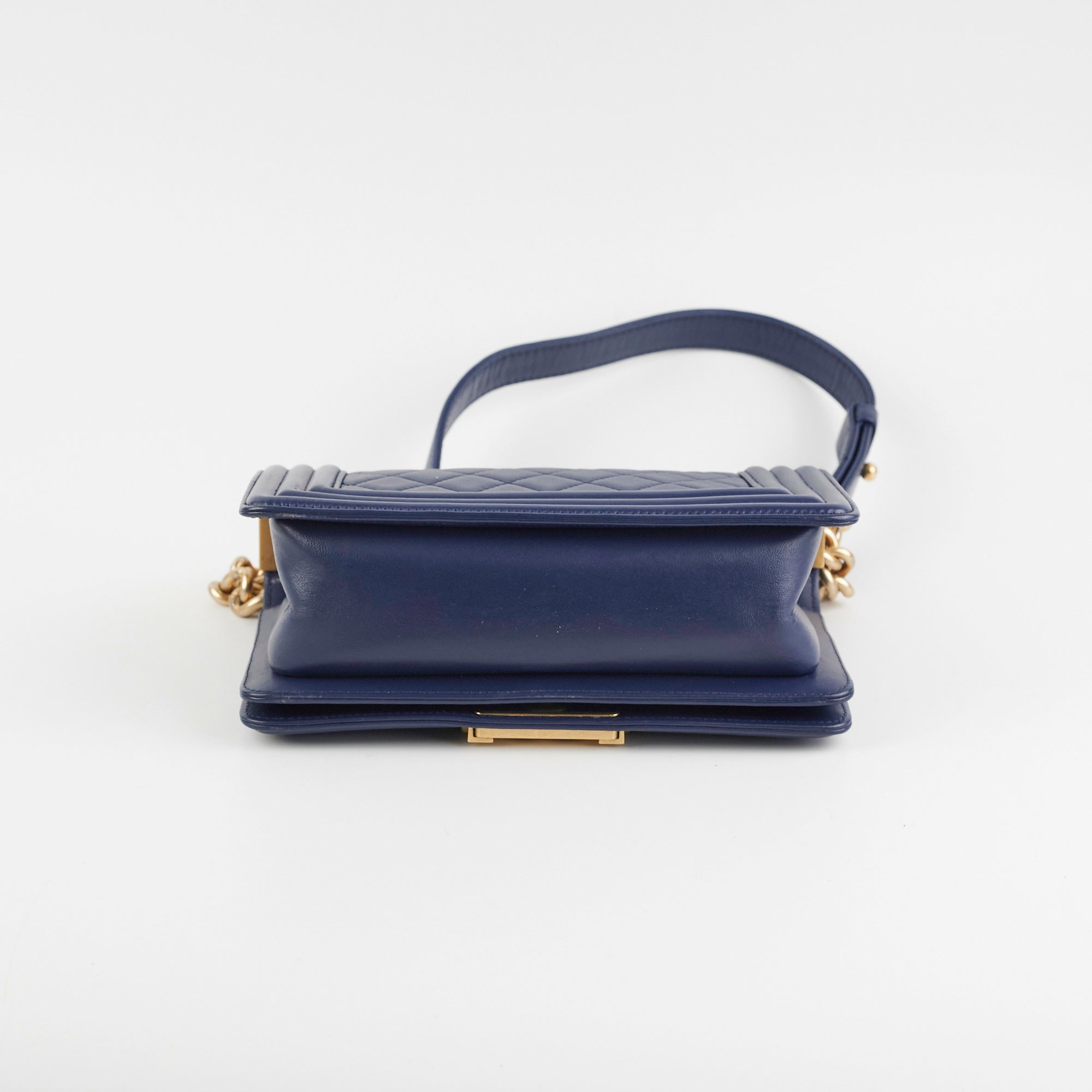 Chanel Boy Small Blue Leather Quilted Shoulder Bag - Luxury Designer Handbag for Women, Perfect for Date Night & Evening Events