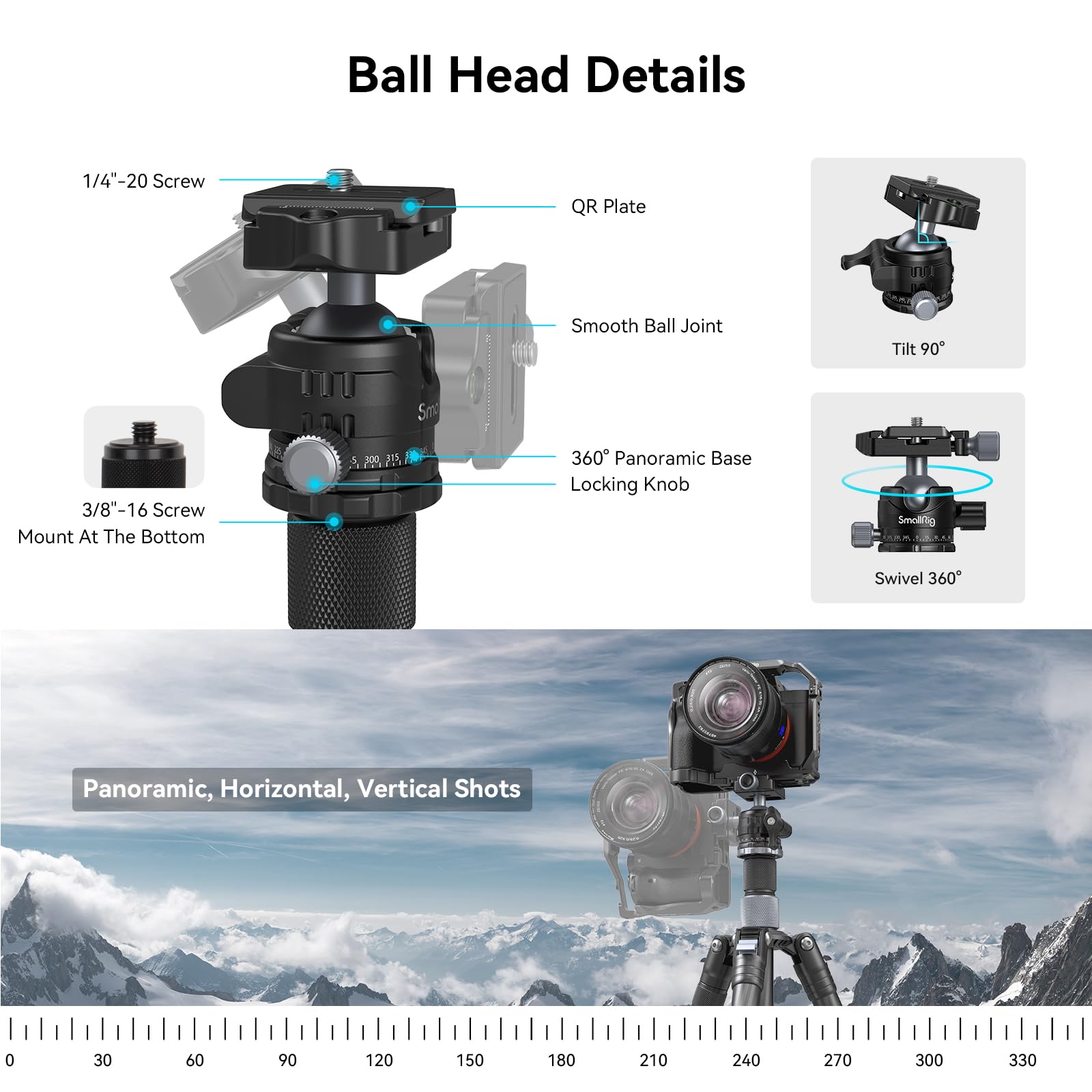 SmallRig AP-20 Carbon Fiber Tripod 62.2