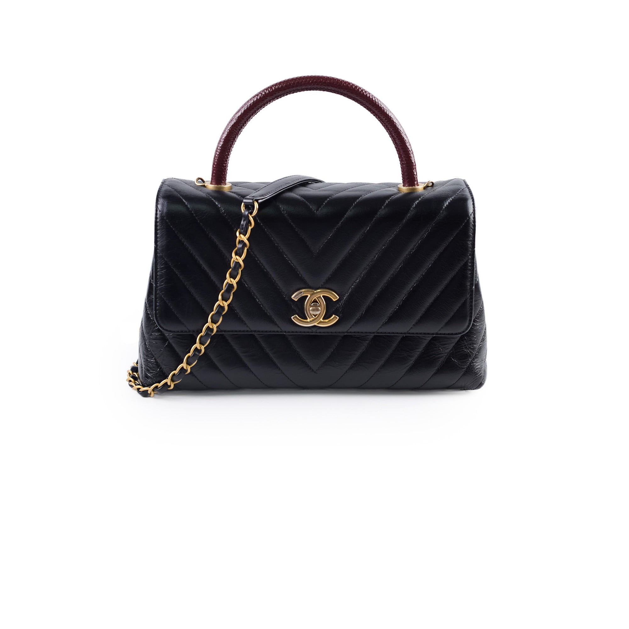 Chanel Medium Chevron Coco Handle Bag in Black - Luxury Designer Handbag for Women, Perfect for Work, Evening Events & Special Occasions