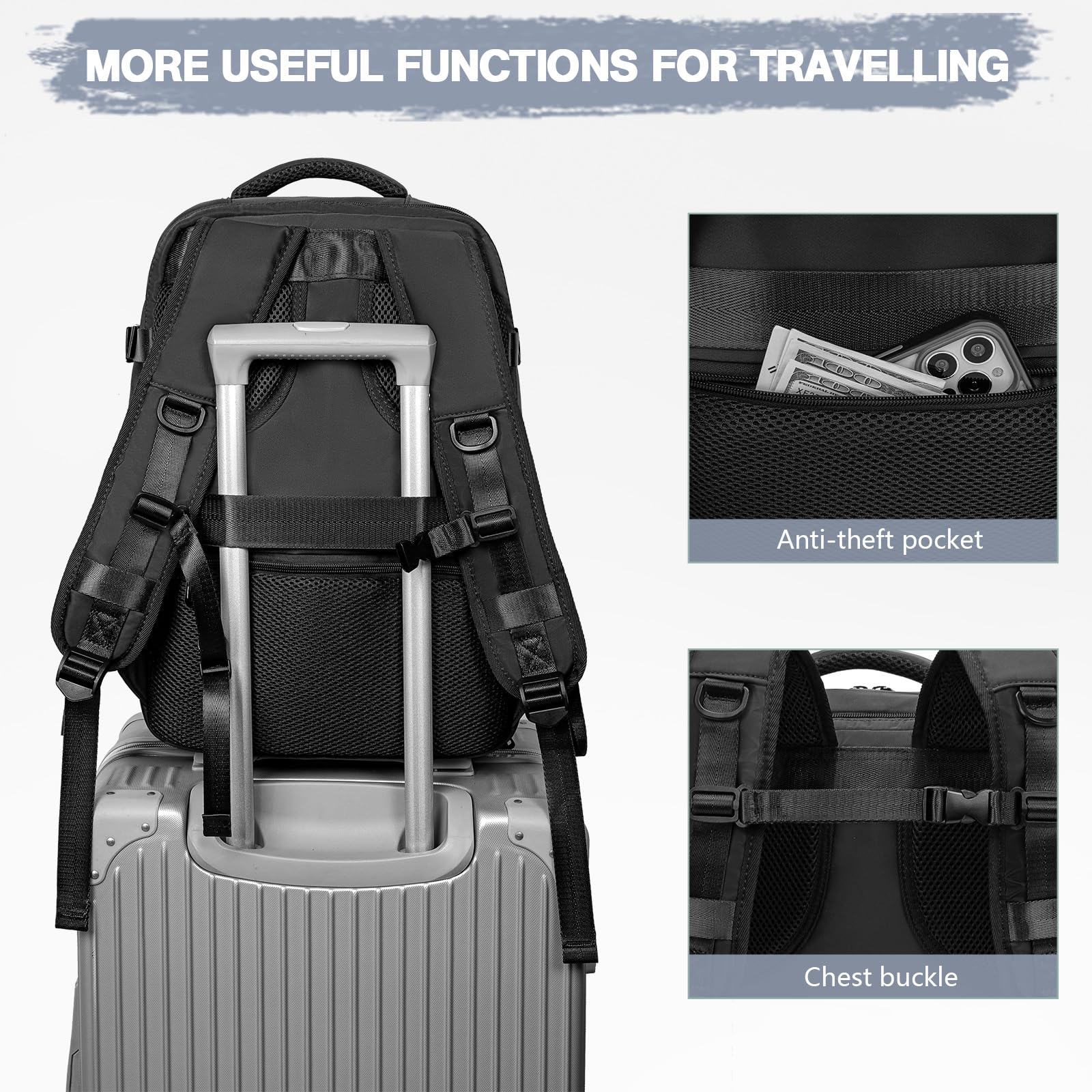 Spirit Airlines Approved Carry On Travel Backpack 18x14x8 Inches - Personal Item Size for Women & Men - Perfect for Air Travel, Business Trips & Weekend Getaways