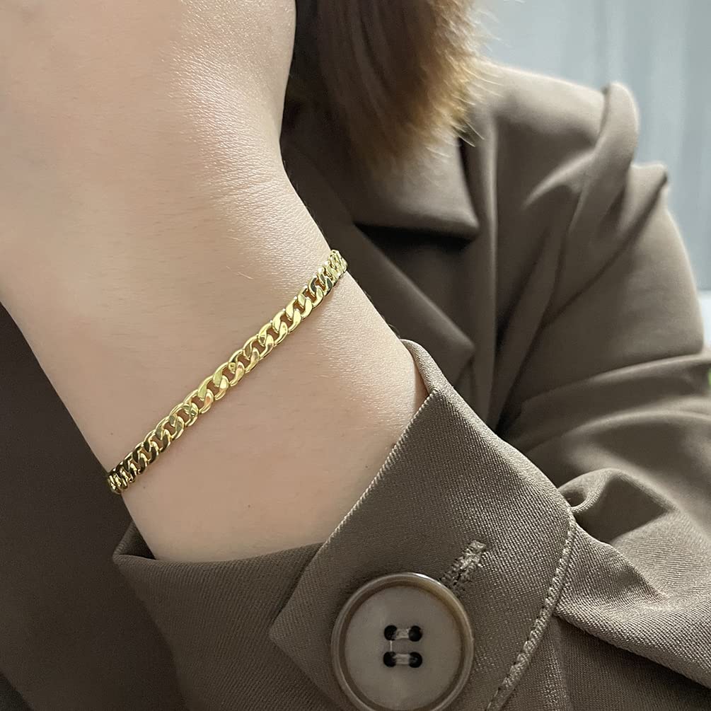 Women's Dainty Gold Chain Bracelet - Simple Layered Beaded Turquoise Bracelet with Charm Crystal Bar, Heart, Karma & Triangle Pearl Bracelets | Elegant Everyday Jewelry for Women, Perfect for Office, Date Night & Special Occasions