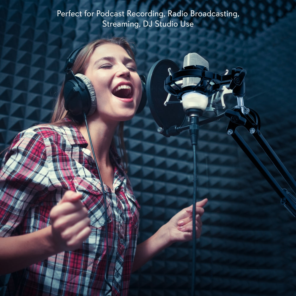 Professional Adjustable Microphone Stand with Heavy Duty Base - Perfect for Home Studios, Podcasting & Live Performances