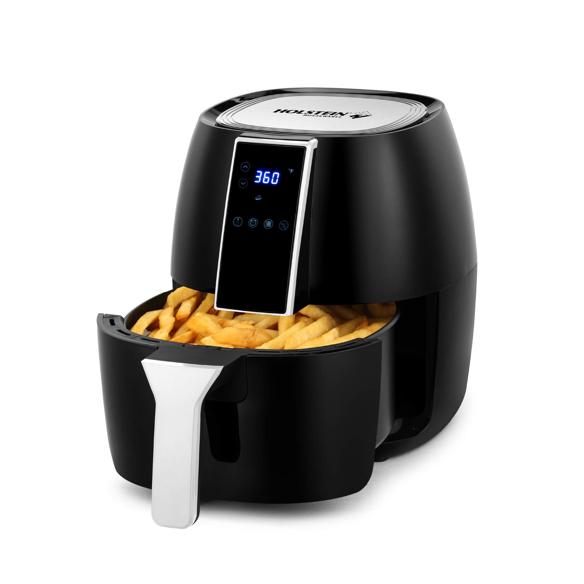 Holstein Housewares 3.7QT Digital Air Fryer - Black, User-Friendly with 7 Cooking Presets & Optimal Control Panel - Perfect for Healthy Frying, Roasting, Baking at Home