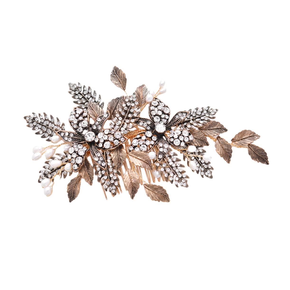 FRCOLOR Crystal Bridal Headpiece – Wedding Tiara with Pearls & Rhinestones for Bride, Hair Comb Headdress for Bridal Hair Accessories – Perfect for Weddings, Prom, Pageants & Special Occasions