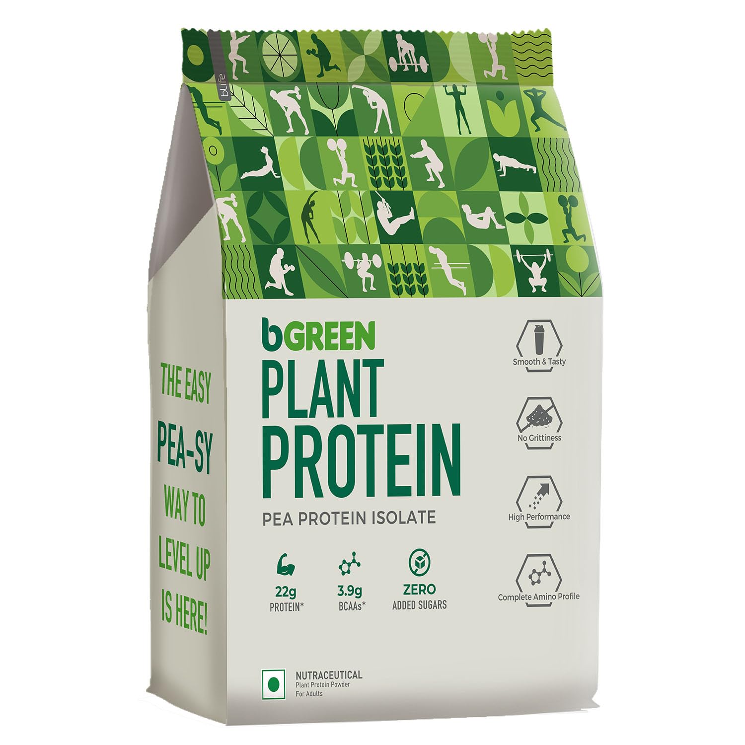 bGREEN by HealthKart Plant Protein Powder - Chocolate Flavor, 1kg (27 Servings) | 25g Protein per Serving with Pea Protein Isolate & Pumpkin Seed | Ideal for Post-Workout Recovery & Muscle Building