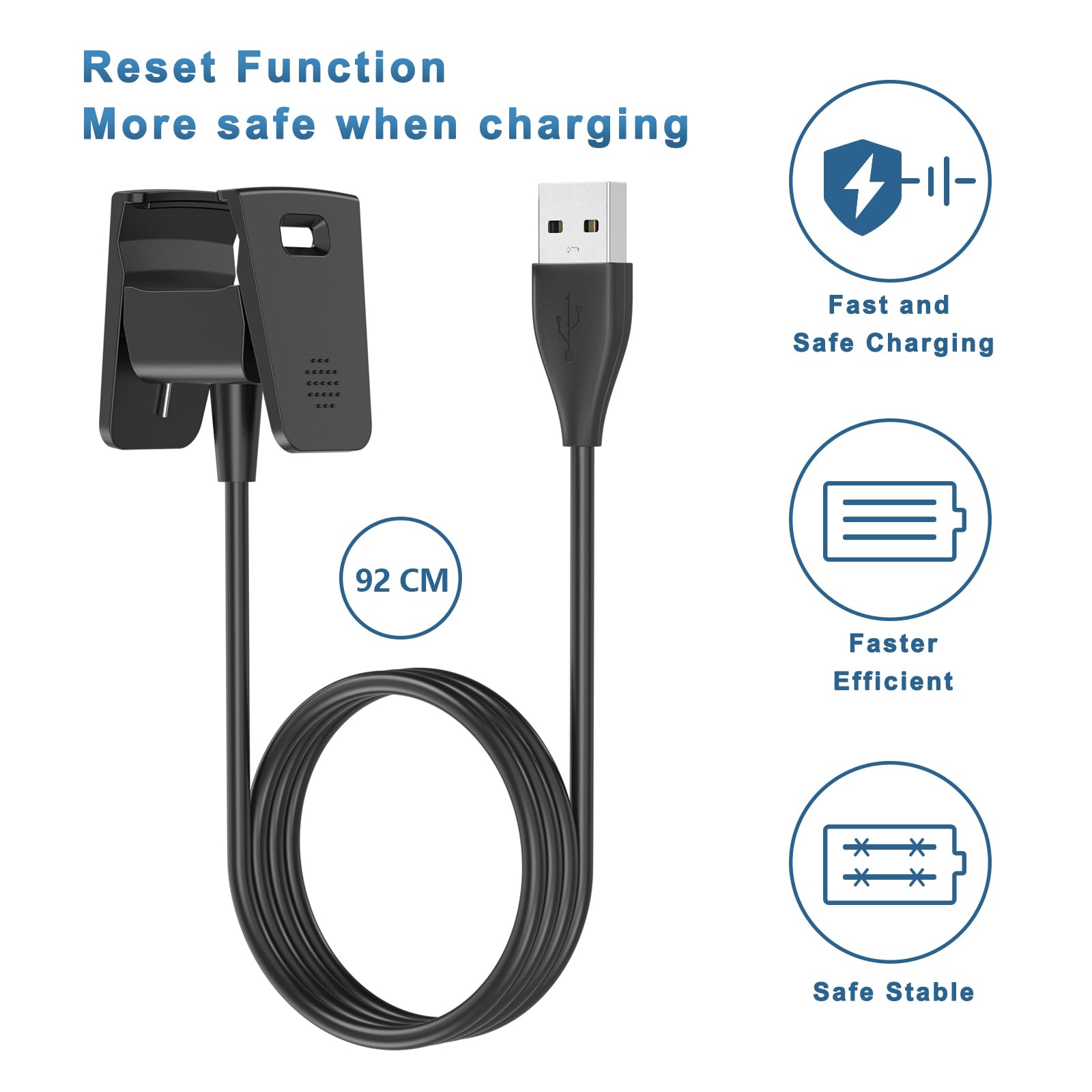 Oumida 2-Pack Replacement USB Charging Cable for Fitbit Charge 2 - 3.3ft Durable Portable Charging Dock Cord - Perfect for Home, Office & Travel Accessories