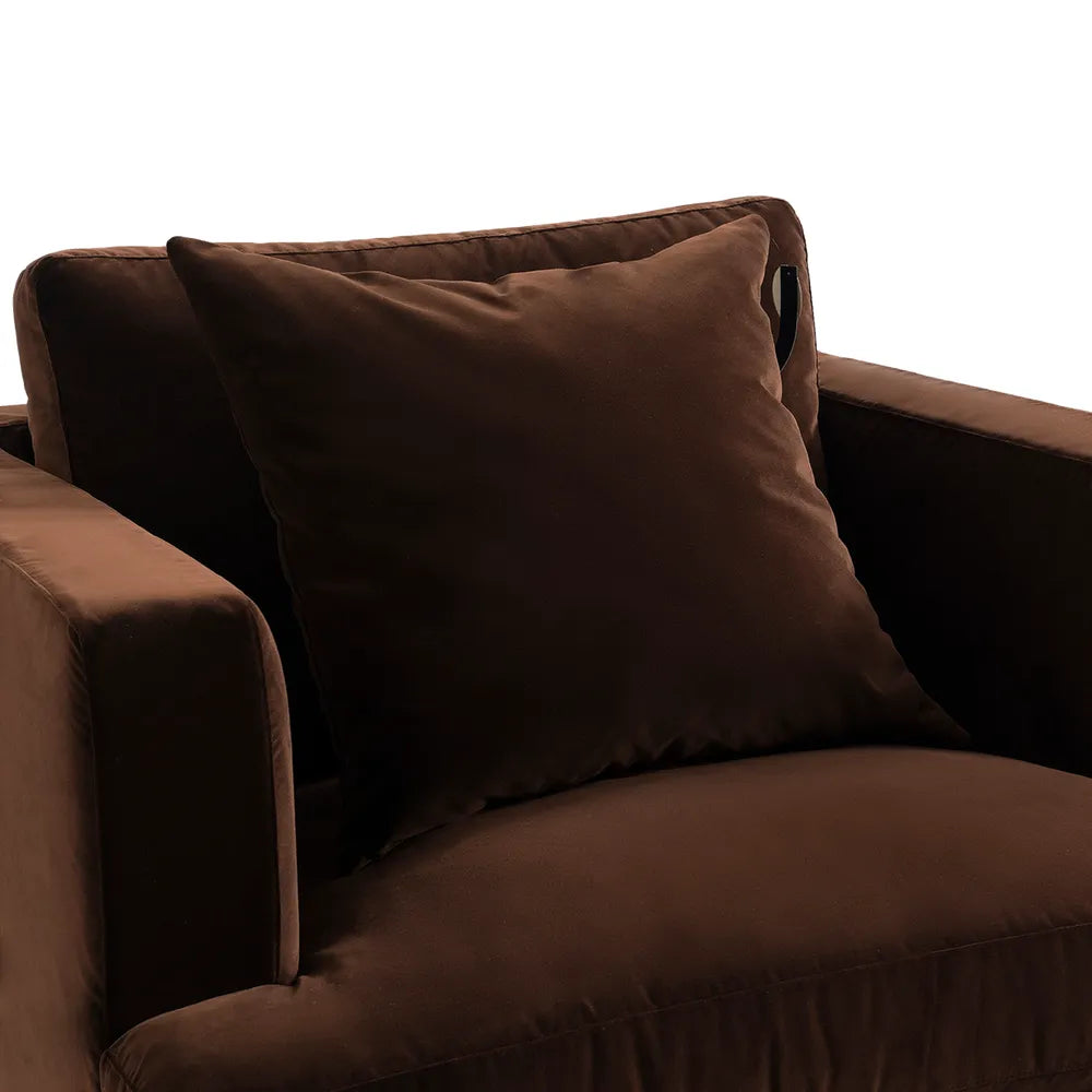 Berkshire Slip Cover Arm Chair - Dark Chocolate Velvet Upholstered Living Room Accent Chair | Perfect for Home Office, Reading Nook & Cozy Lounge Spaces
