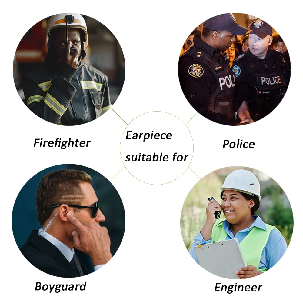 BVMAG 3.5mm Surveillance Earpiece - 5 Pack Clear Audio Headset for Law Enforcement Walkie Talkies & Two-Way Radios | Discreet Communication for Security Guards, Police Officers & Event Staff