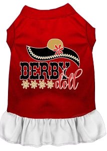Stylish Derby Doll Screen Print Dog Dress - Multiple Colors for Small & Medium Dogs - Perfect for Parties & Special Occasions
