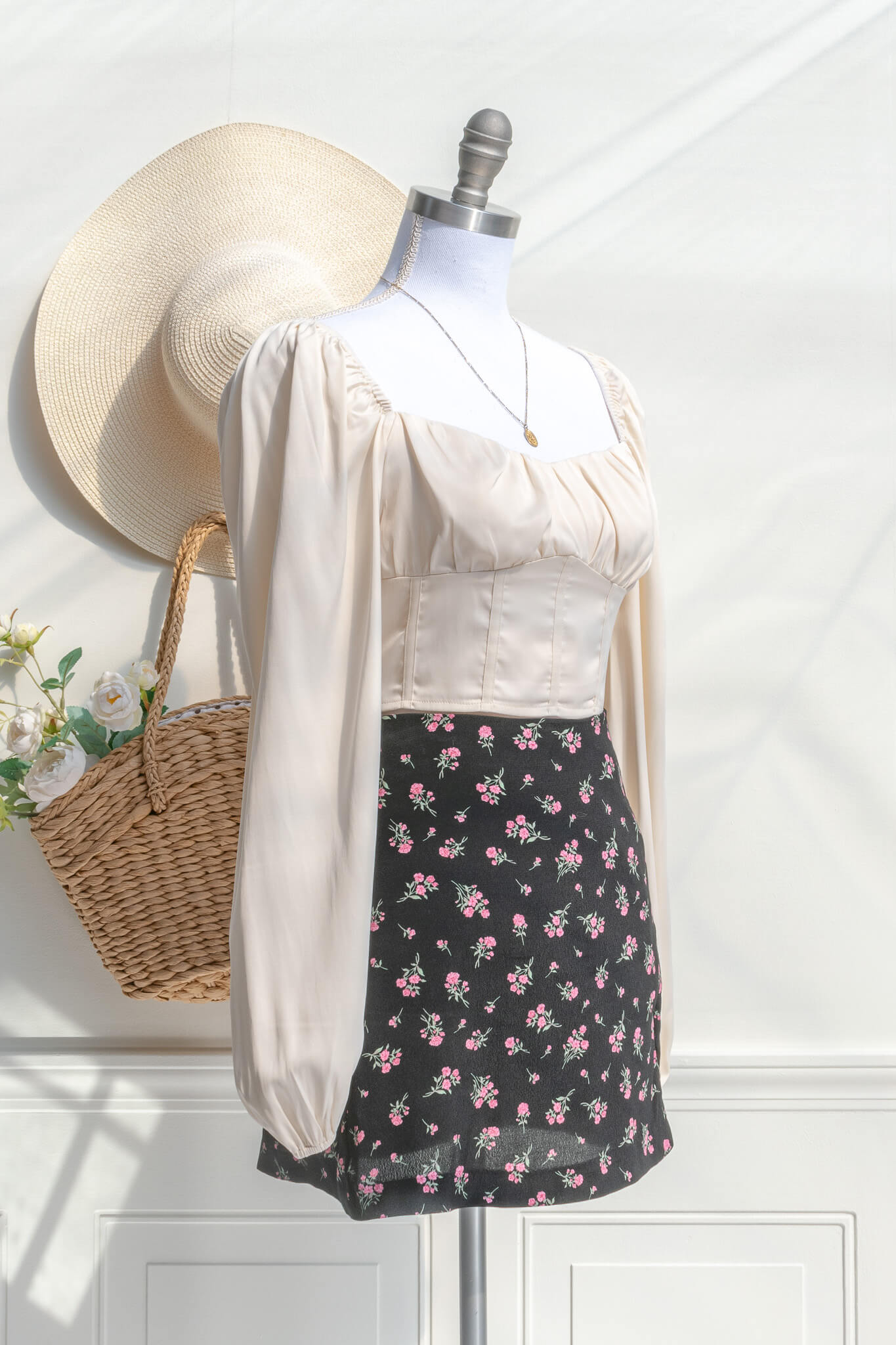 Colette Floral Mini Skirt for Women - A-Line Summer Short Skirt with Pockets, High Waist Stretchy Skater Skirt - Perfect for Casual Outings, Beach Vacations & Date Nights