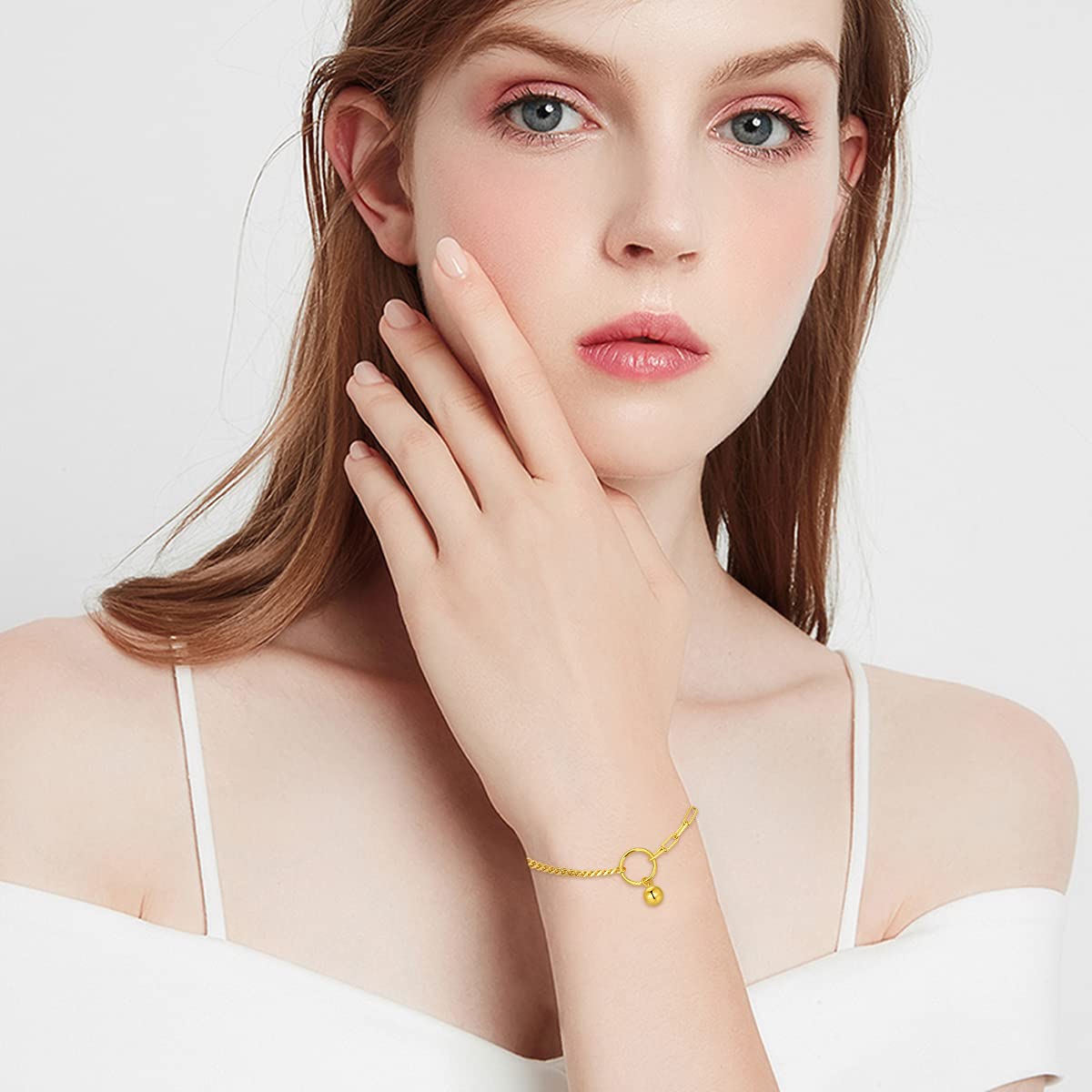 18K Solid Gold Paperclip Chain Bracelet for Women - Delicate Gold Cuban Link Bracelet, Anniversary Jewelry Gift for Mom, Wife (6.4-7.5 Inch) - Perfect for Weddings, Parties & Everyday Elegance