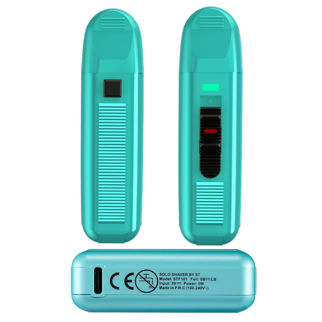 Supreme Trimmer Solo STF101 - Cordless USB-C Men's Foil Shaver | 150 Min Runtime, Powerful & Compact for Travel | Professional Barber & Home Use | Light Blue | Perfect for Business Trips, Gym Bags & Daily Grooming