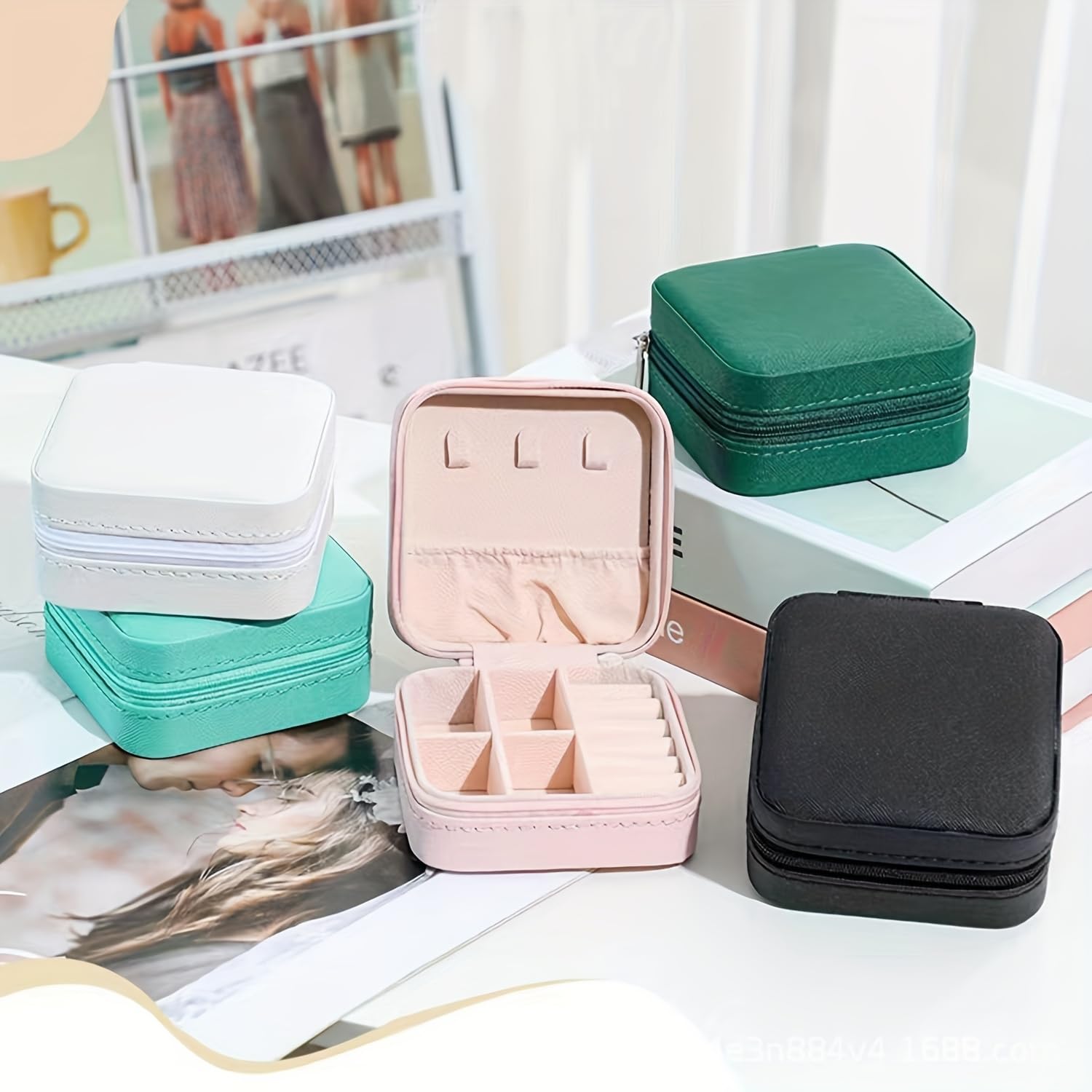 UV STYLISH Women's Small Iron Jewelry Box - PU Leather Compact Jewelry Organizer for Rings, Earrings & Necklaces (Black) | Perfect for Travel, Home & Gift Giving