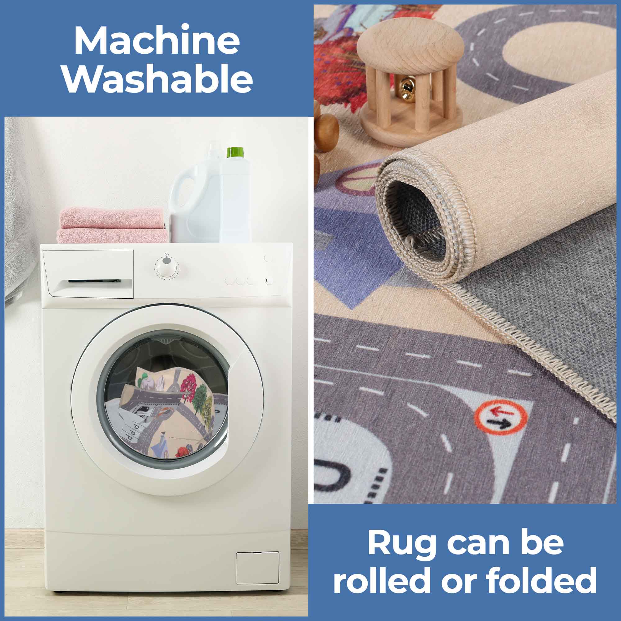 Non-Slip Kids Playroom Rug - Washable Nursery Carpet for Indoor Use | Safe Play Area Mat for Toddlers & Children | Perfect for Daycare, Bedroom, and Playroom Flooring